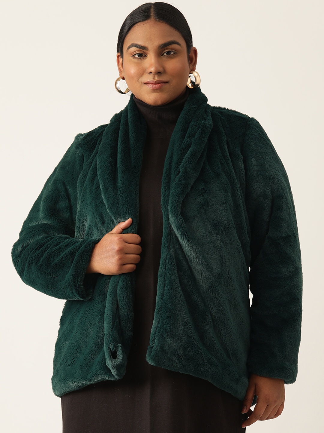 

theRebelinme Women Plus Size Lightweight Longline Open Front Jacket, Green