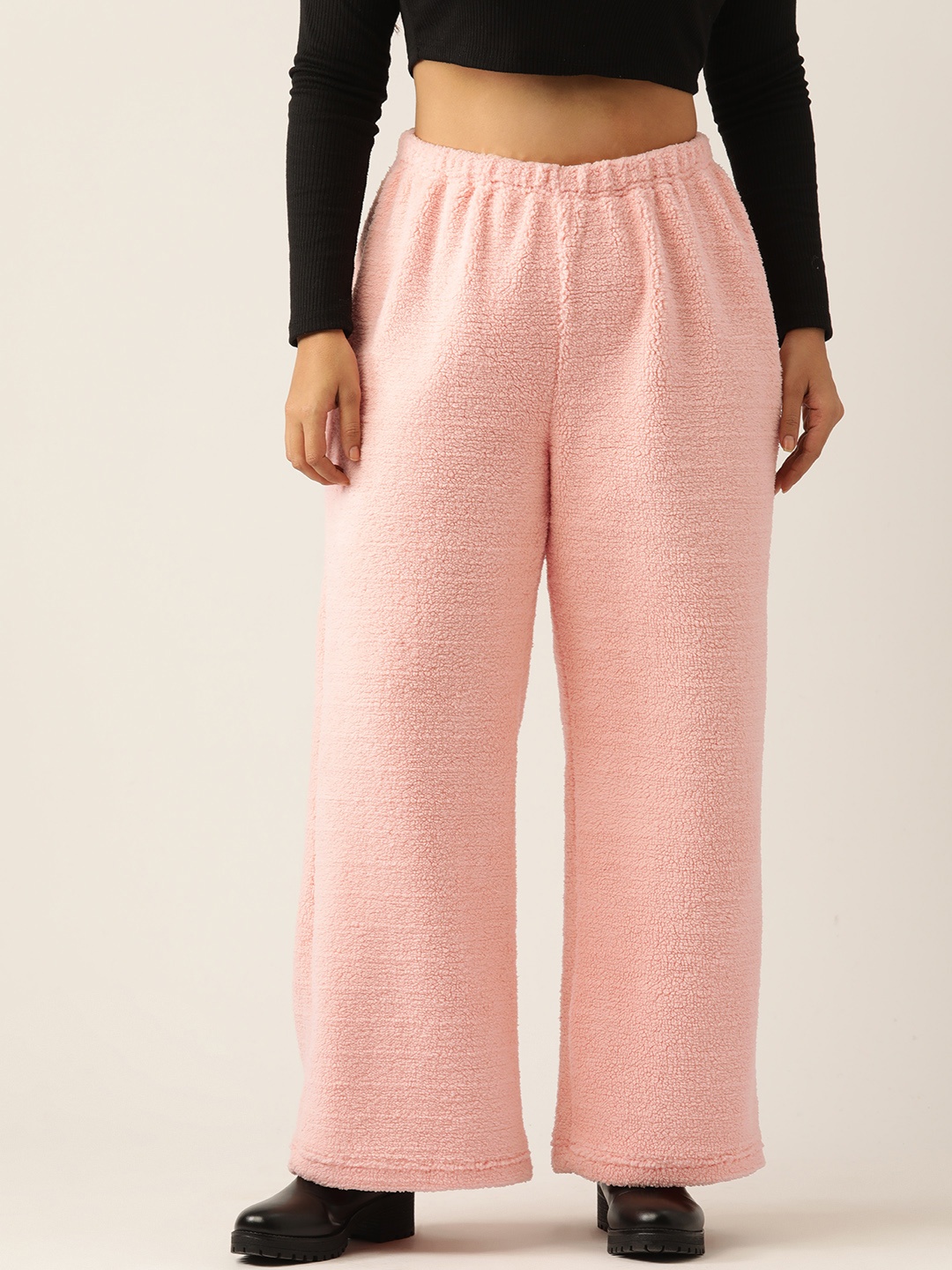 

theRebelinme Plus Size Relaxed High-Rise Trousers, Pink