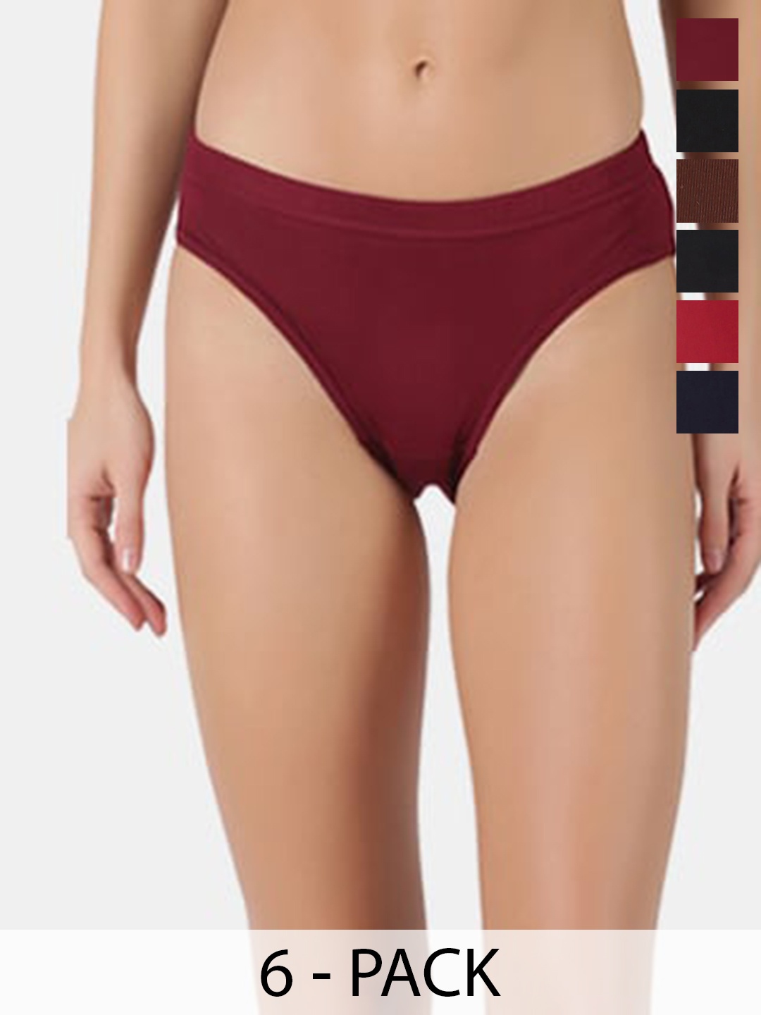 

Dollar Women Pack Of 6 Pure Cotton Hipster Briefs MLHPT-01S-PO6-ASST, Maroon