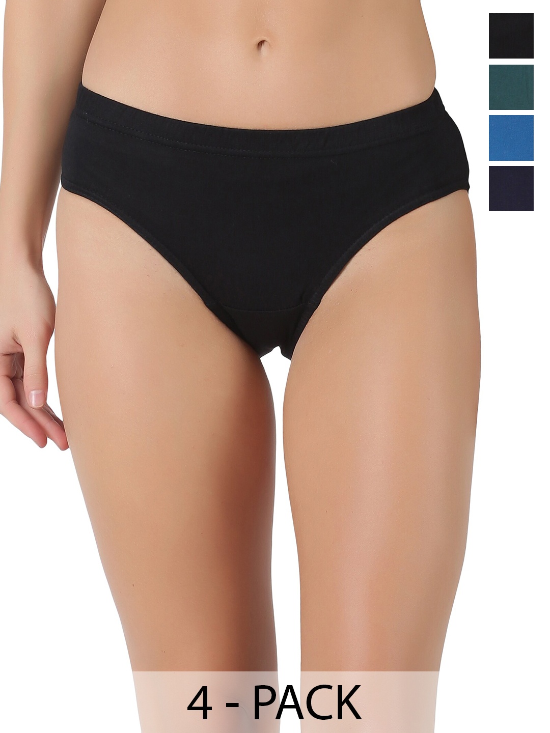 

Dollar Women Pack Of 5 Pure Cotton Hipster Briefs MLHPT-01S-PO5-ASST3, Black