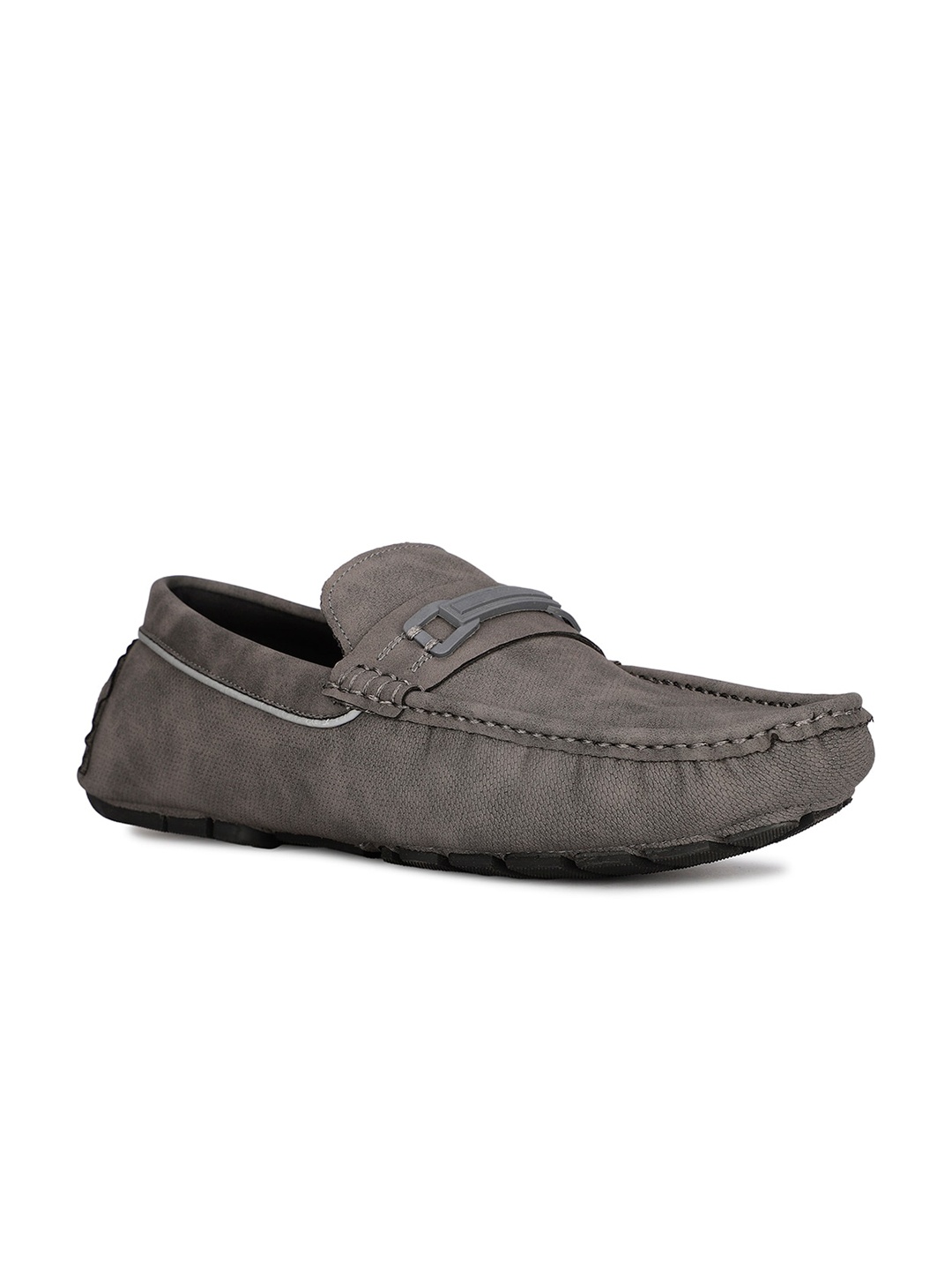 

Bata Men Textured Round Toe Loafers, Grey