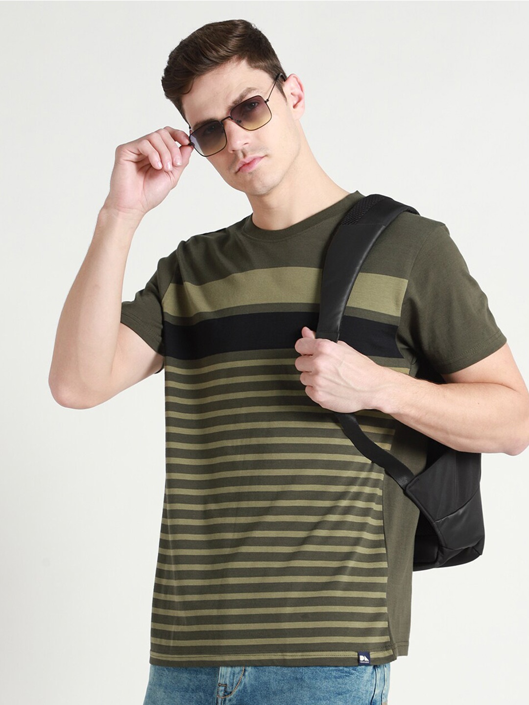 

Dennis Lingo Striped Cotton Slim Fit T-shirt, Olive