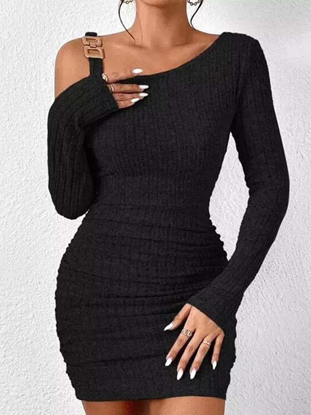 

StyleCast One Shoulder Bodycon Dress, Black