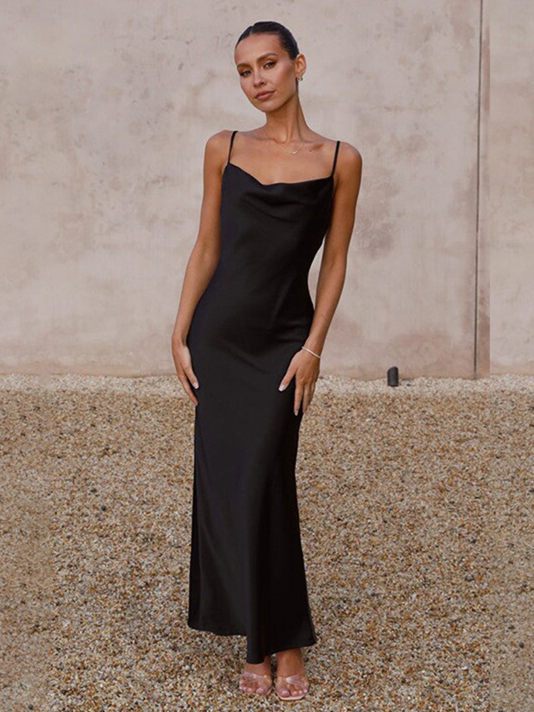 

StyleCast Black Cowl Neck Sleeveless Fit & Flare Maxi Dress
