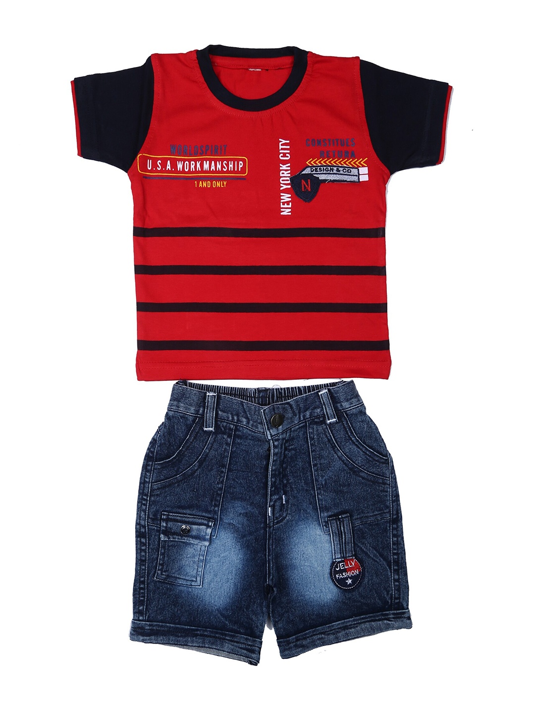 

BAESD Boys Printed T-Shirt With Shorts, Red