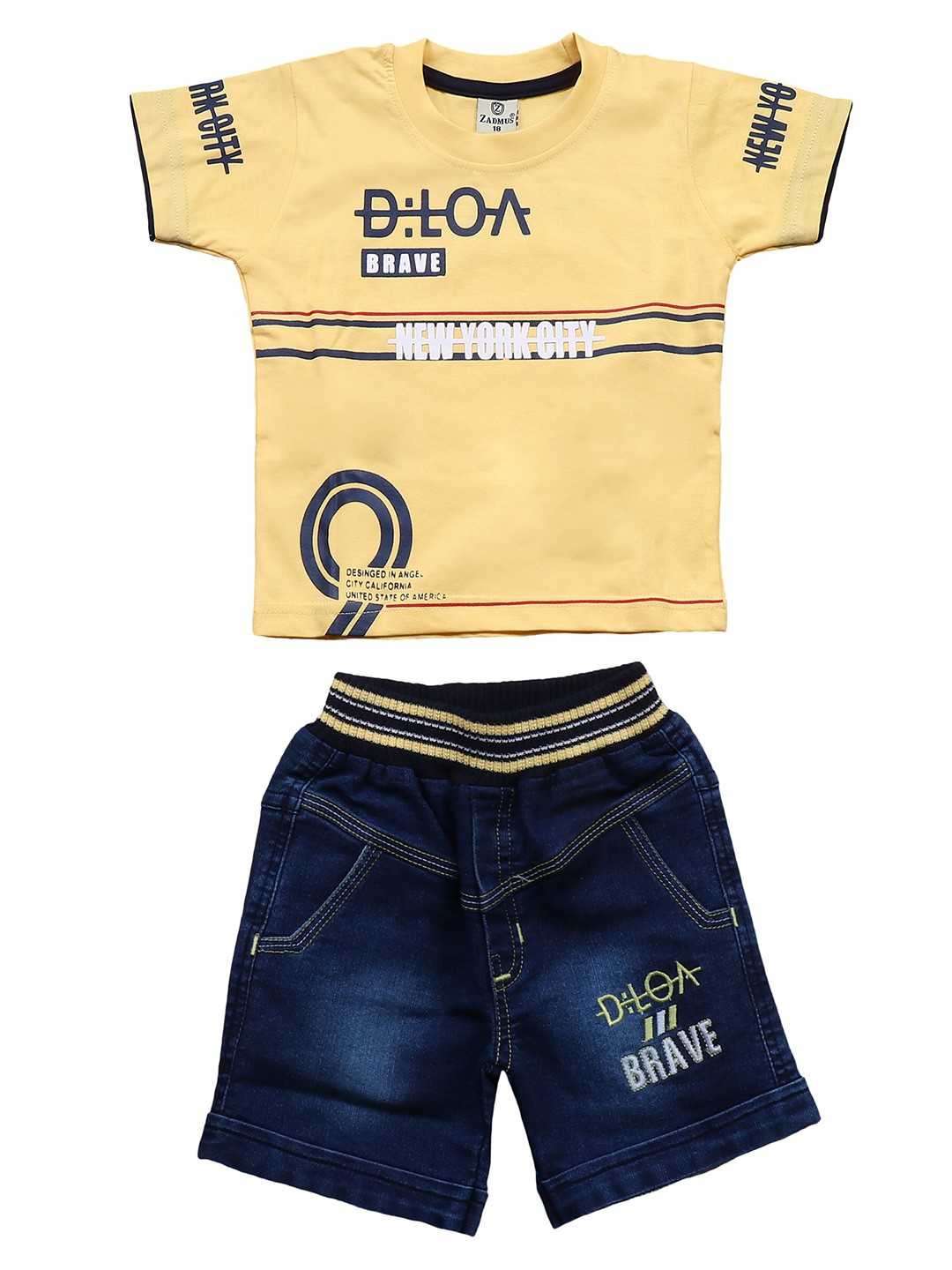 

BAESD Boys Printed T-shirt with Shorts, Yellow