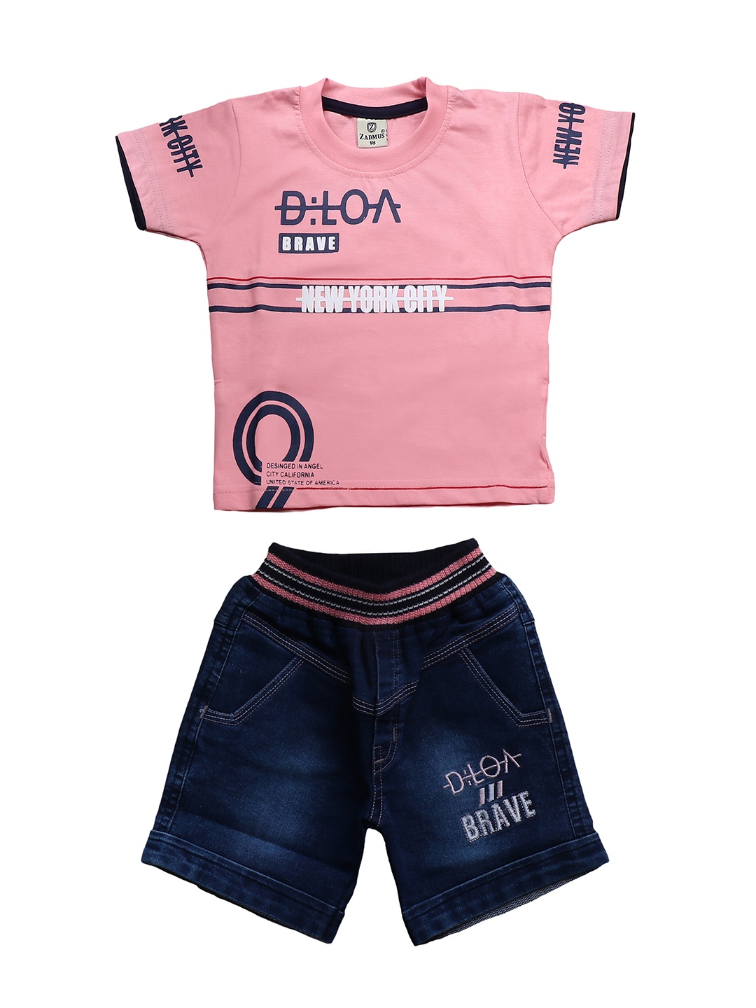 

BAESD Boys Printed T-Shirt With Shorts, Pink