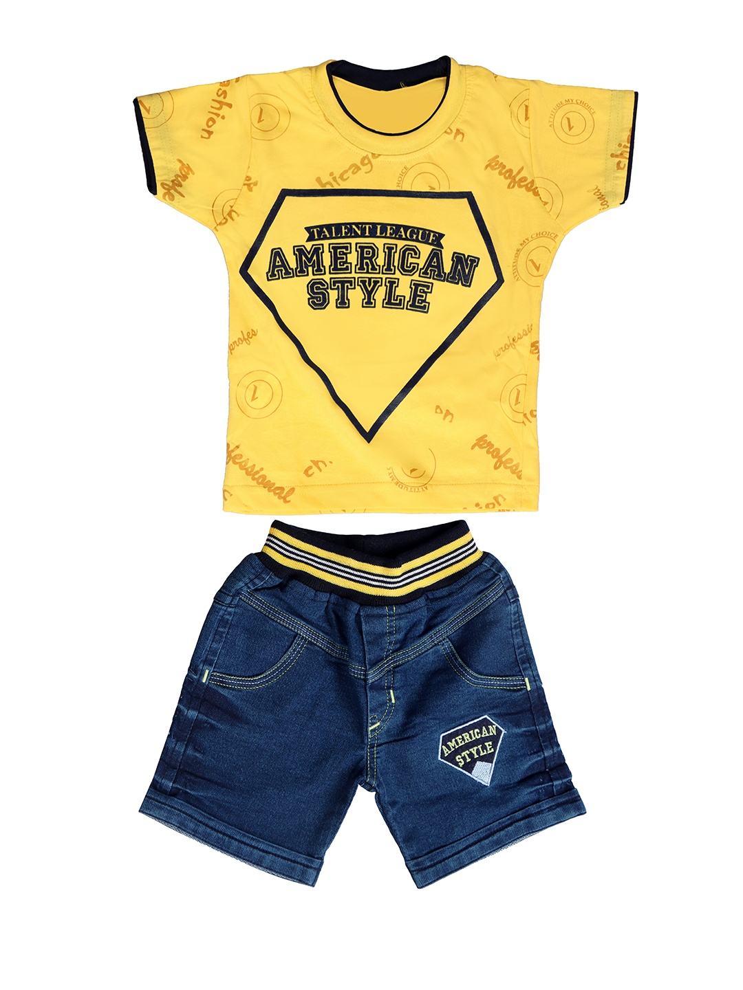 

BAESD Boys Printed T-Shirt With Shorts, Yellow