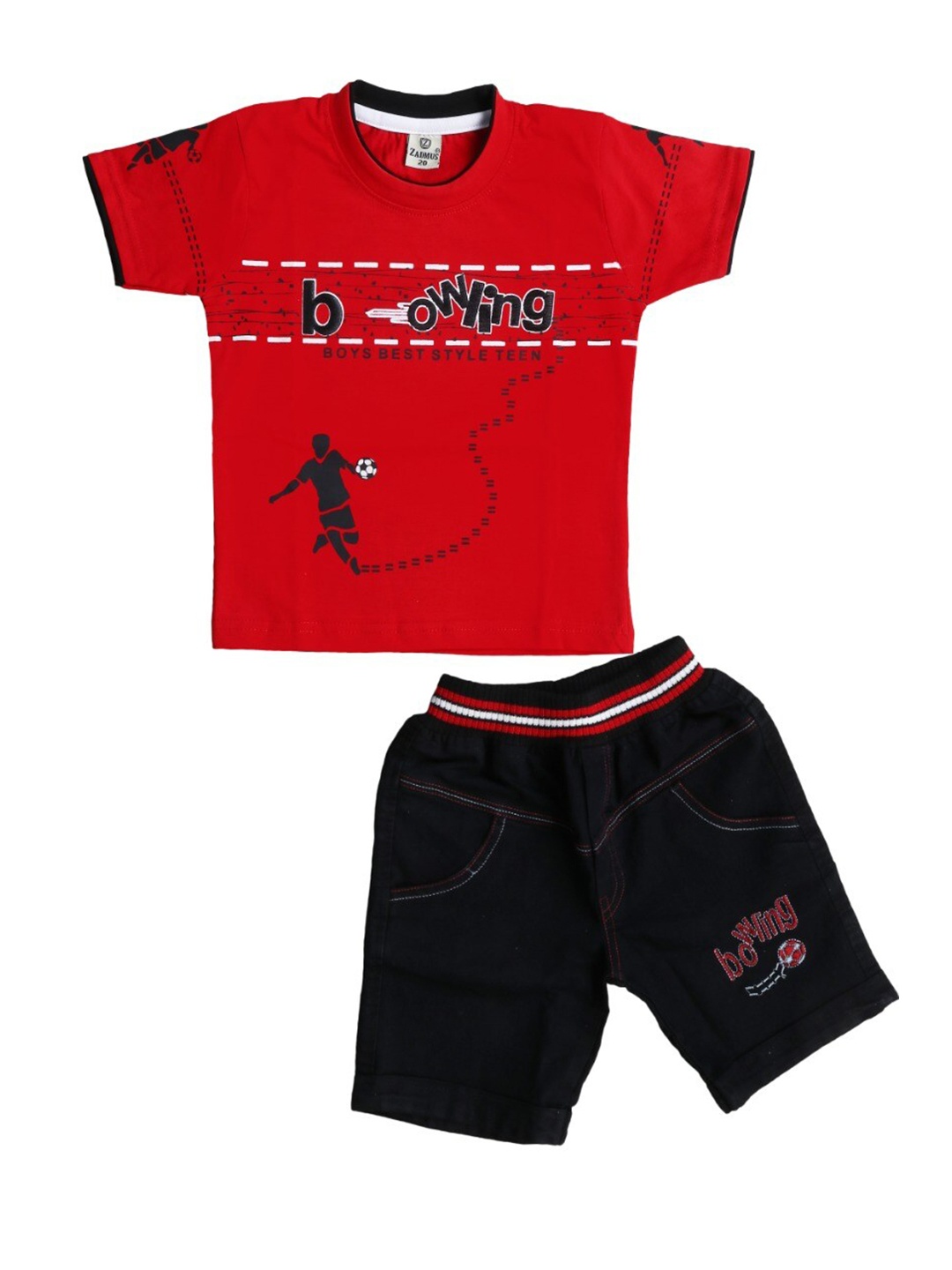 

BAESD Boys Printed T-Shirt With Shorts, Red