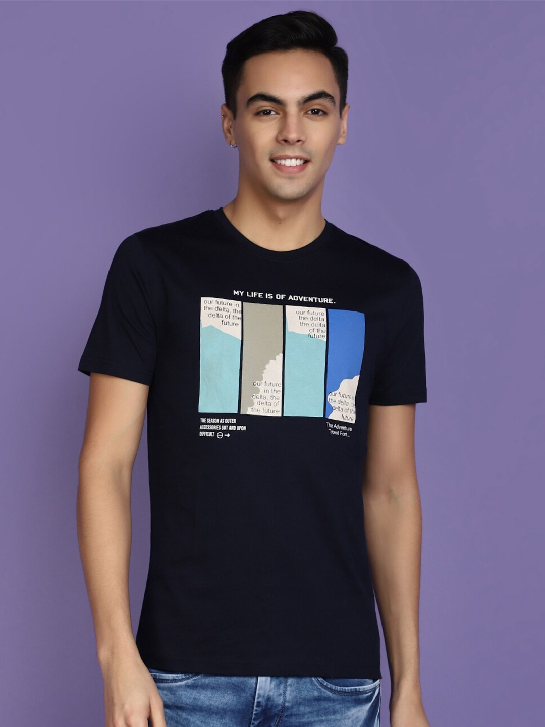 

V-Mart Graphic Printed Cotton T-shirt, Blue