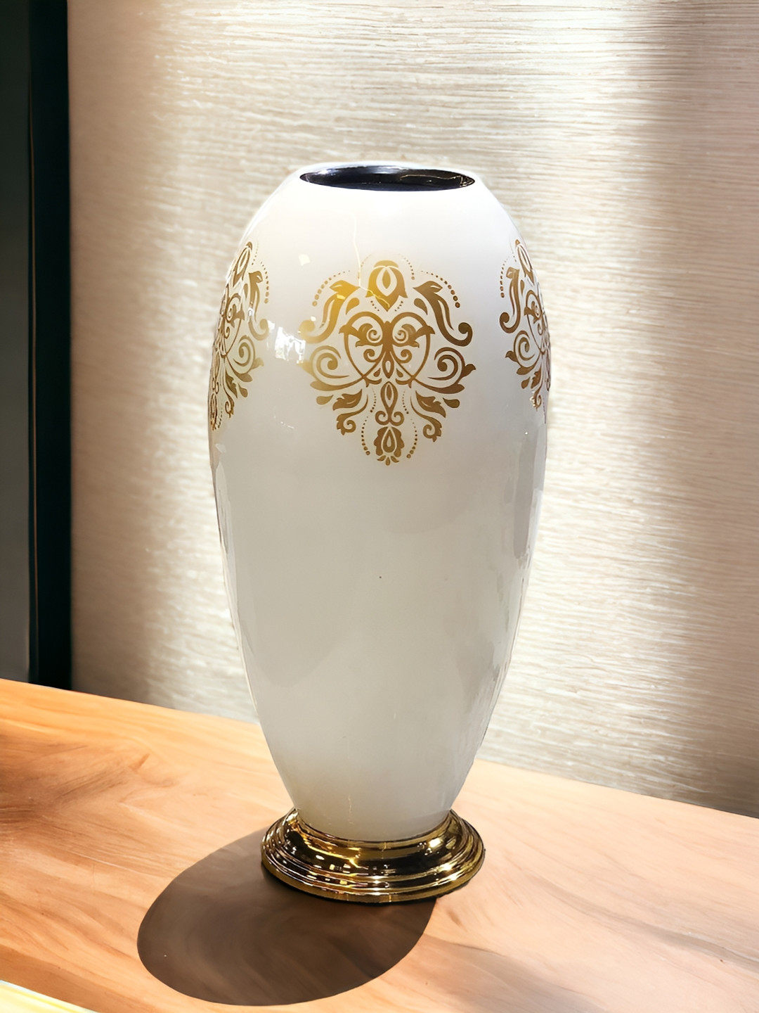 

The Artage White Floral Printed Metal Vases
