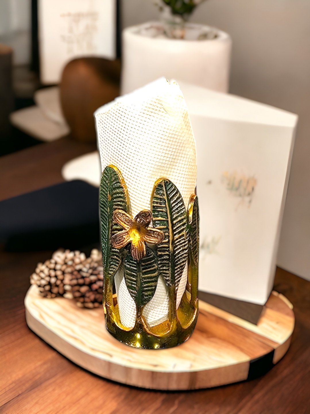 

The Artage Gold-Toned Metal Napkin Holder Showpiece