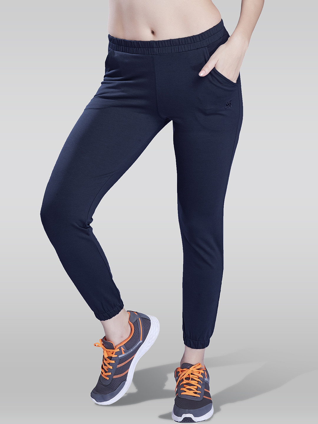 

LAASA SPORTS Women Tapered Fit Cotton Dry-Fit Tights, Blue