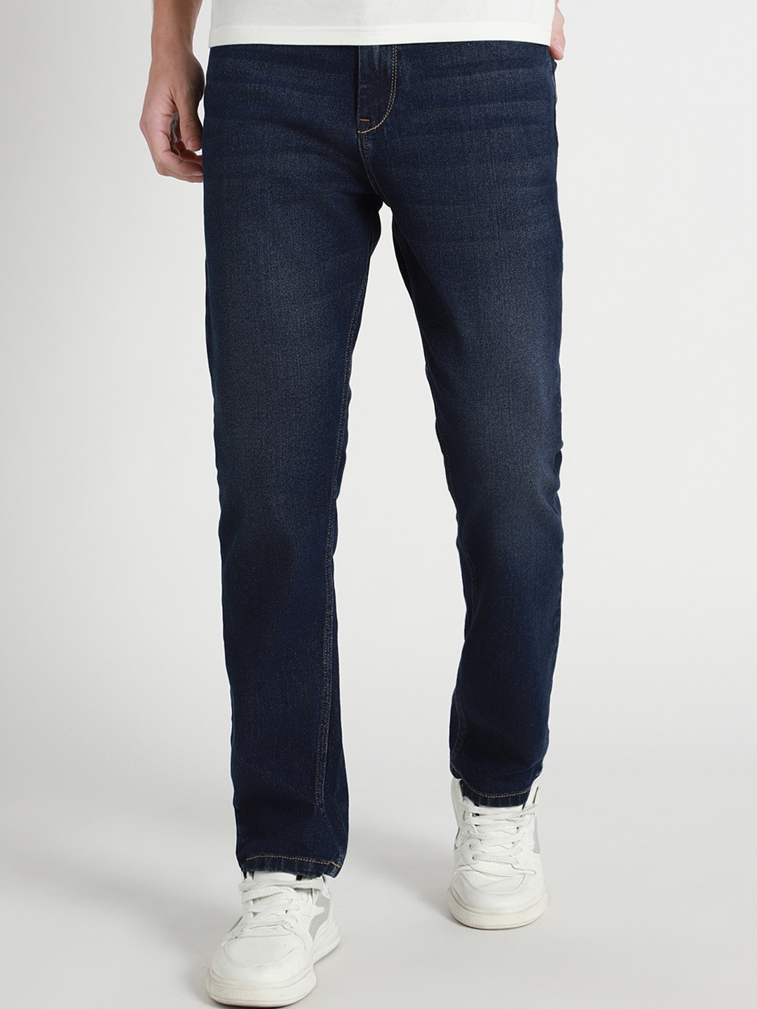 

Dennis Lingo Men Clean Look Mid-Rise Straight Fit Stretchable Jeans, Blue