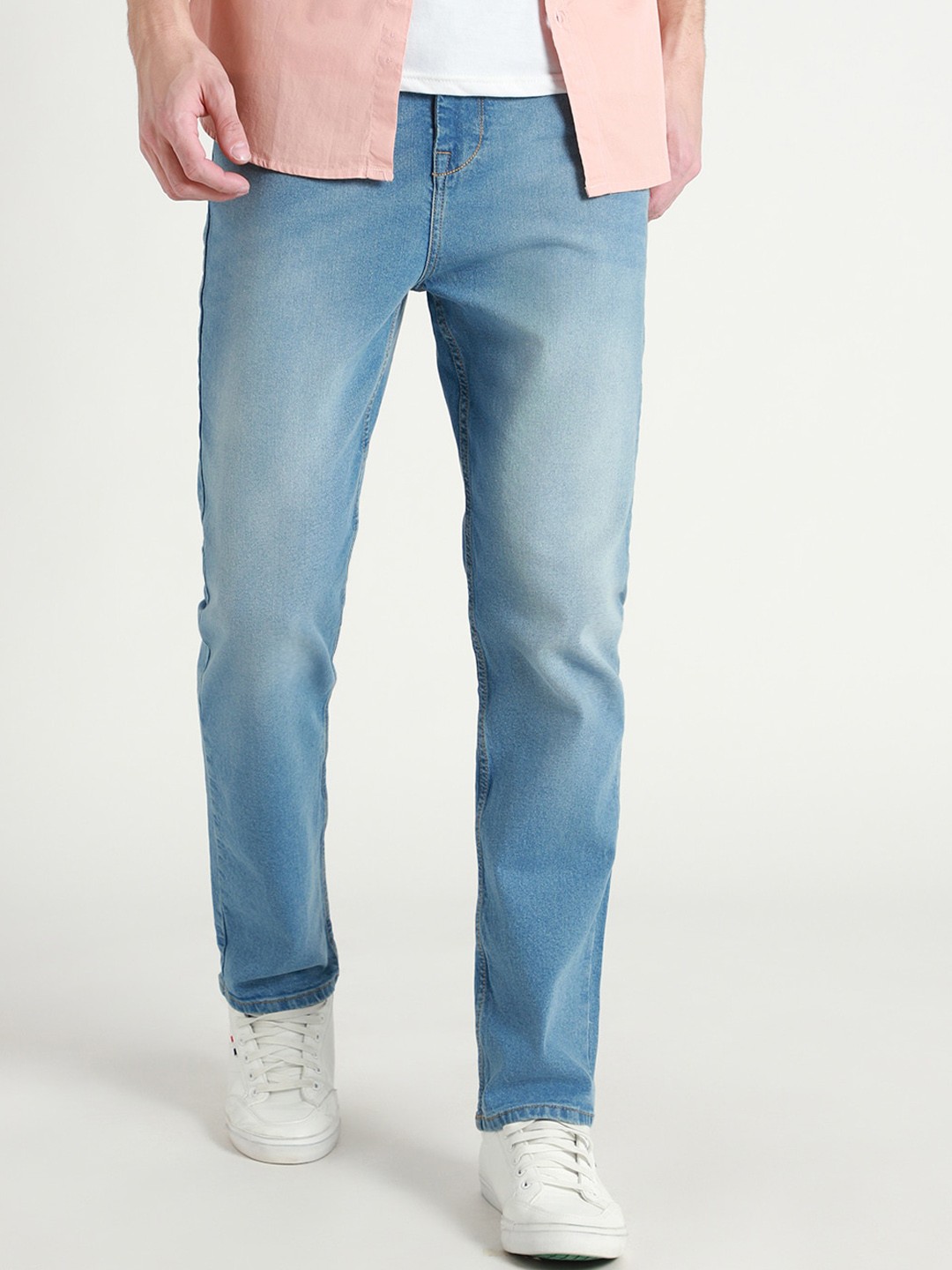 

Dennis Lingo Men Straight Fit Light Fade Clean Look Cotton Stretchable Jeans, Blue