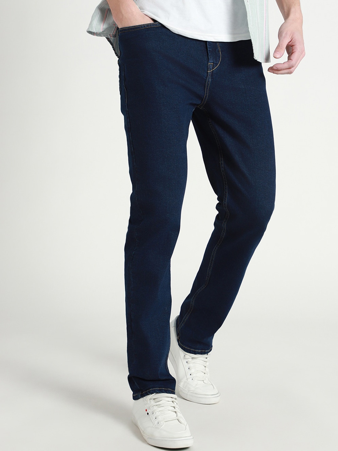

Dennis Lingo Men Straight Fit Clean Look Stretchable Jeans, Blue