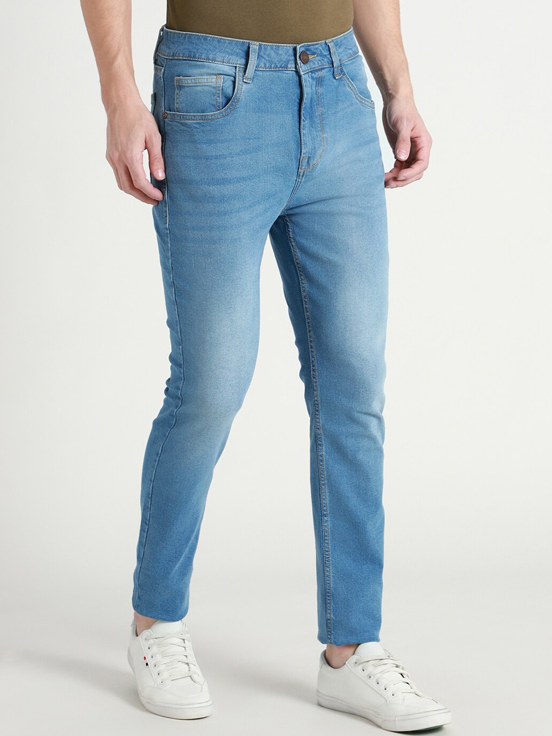 

Dennis Lingo Men Tapered Fit Light Fade Clean Look Cotton Jeans, Blue