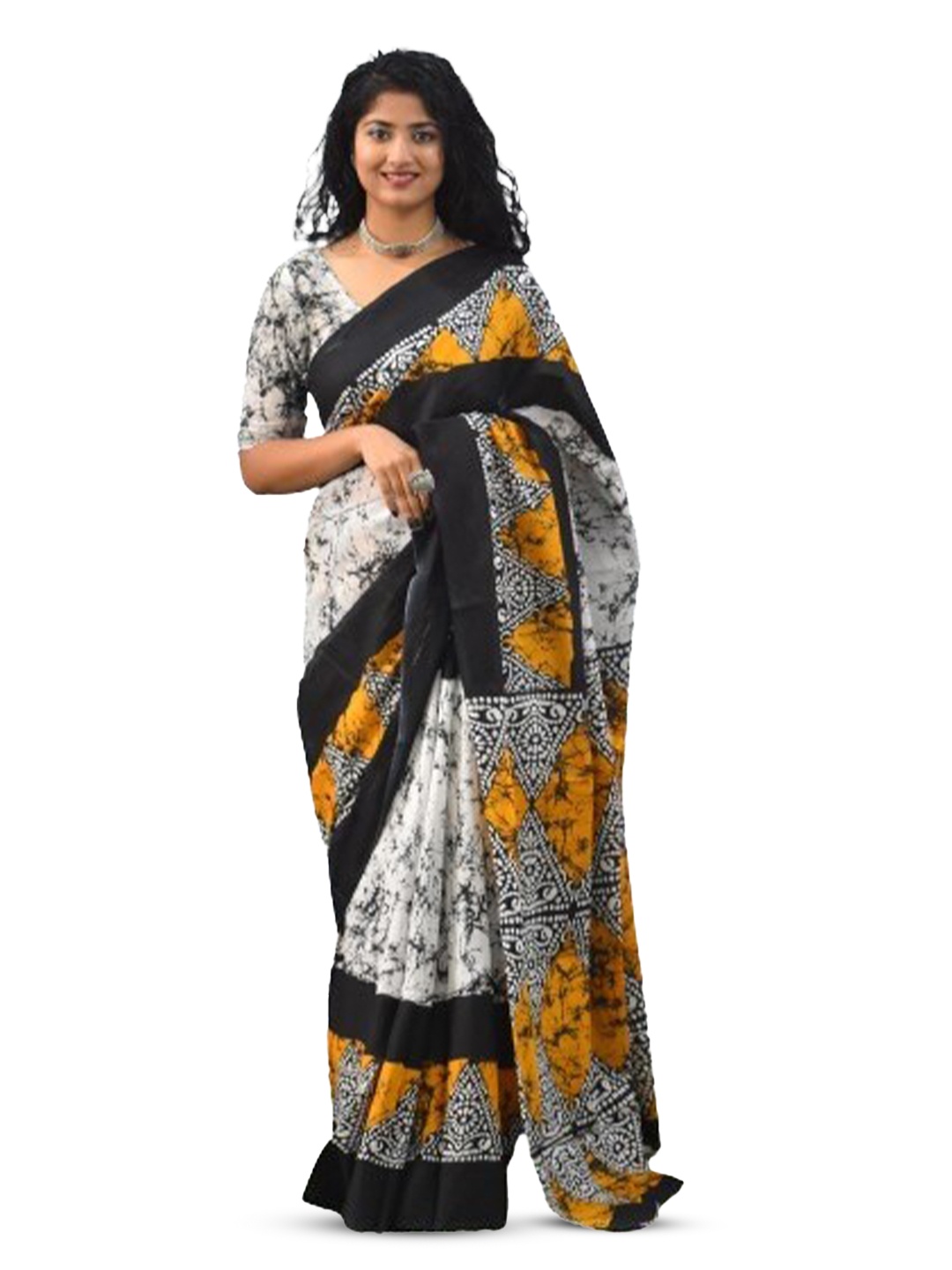 

JALTHER Pure Cotton Ikat Saree, Yellow