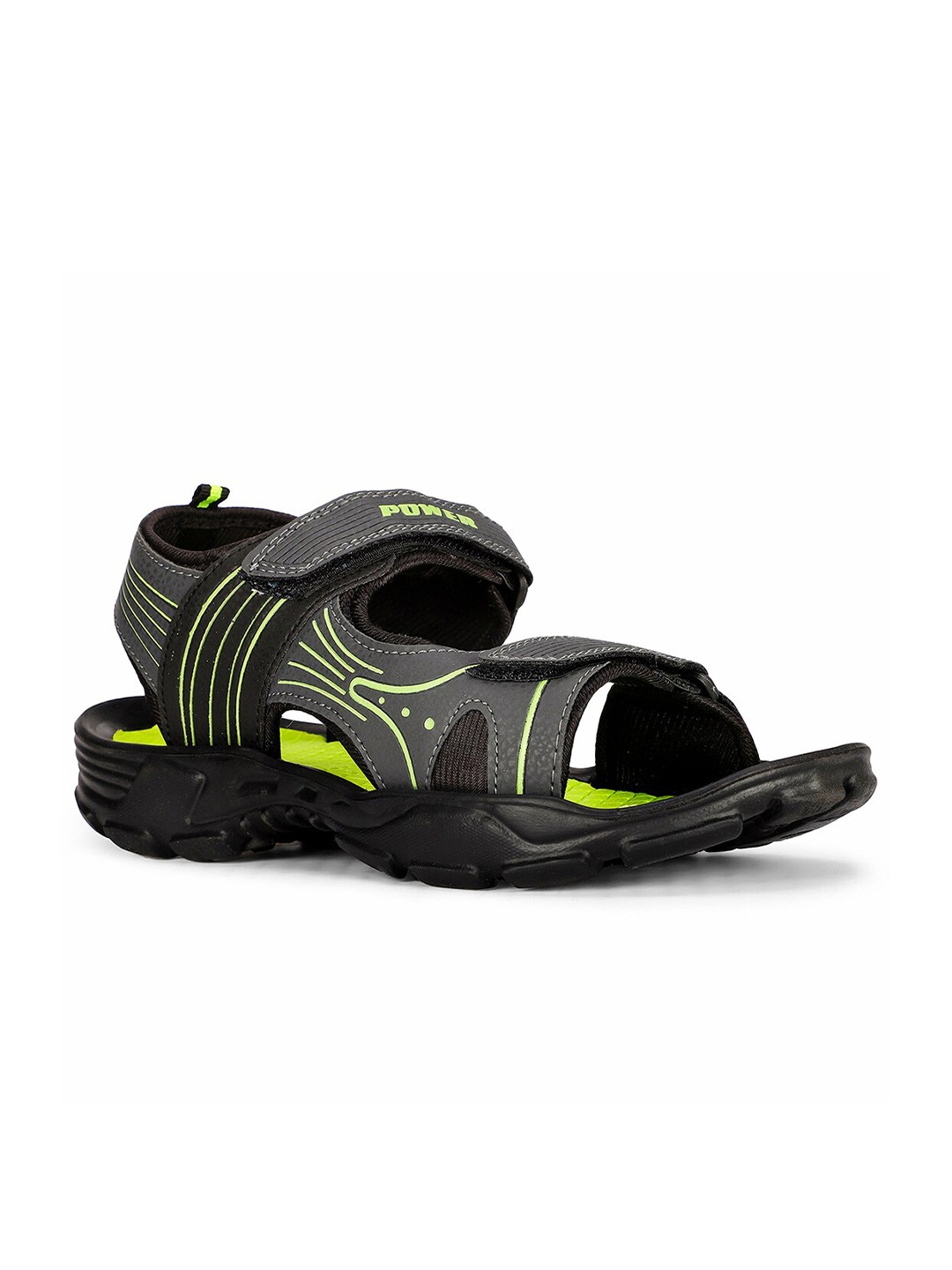 

Power Men Textured Leather Sports Sandals, Grey