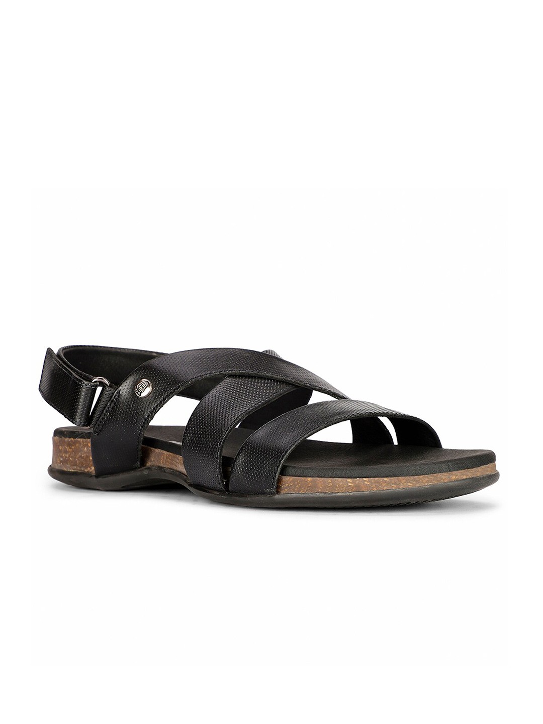 

Hush Puppies Men Textured Leather Comfort Sandals, Black