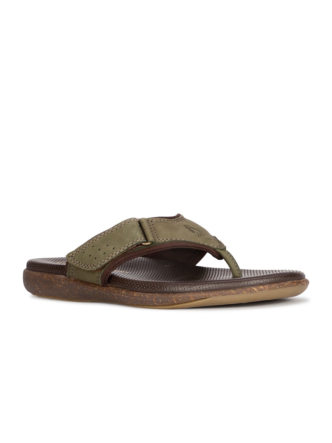 

Hush Puppies Men Textured Leather Comfort Sandals, Olive