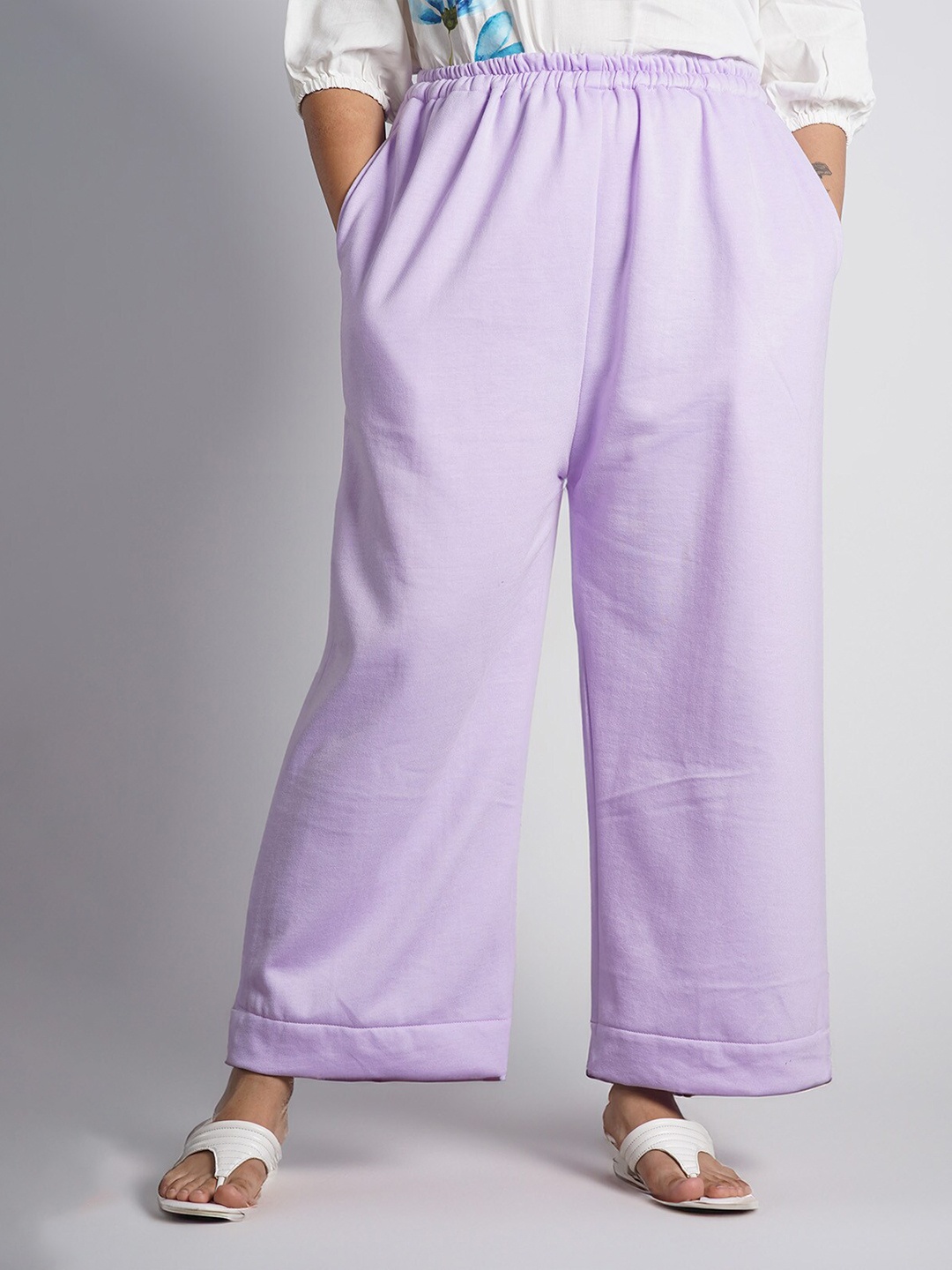 

LetsDressUp Women Mid Rise Palazzos, Lavender
