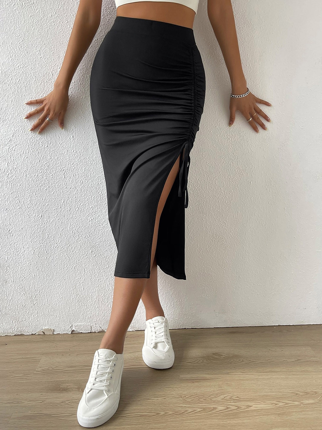 

AAHWAN Pencil Midi Skirt, Black