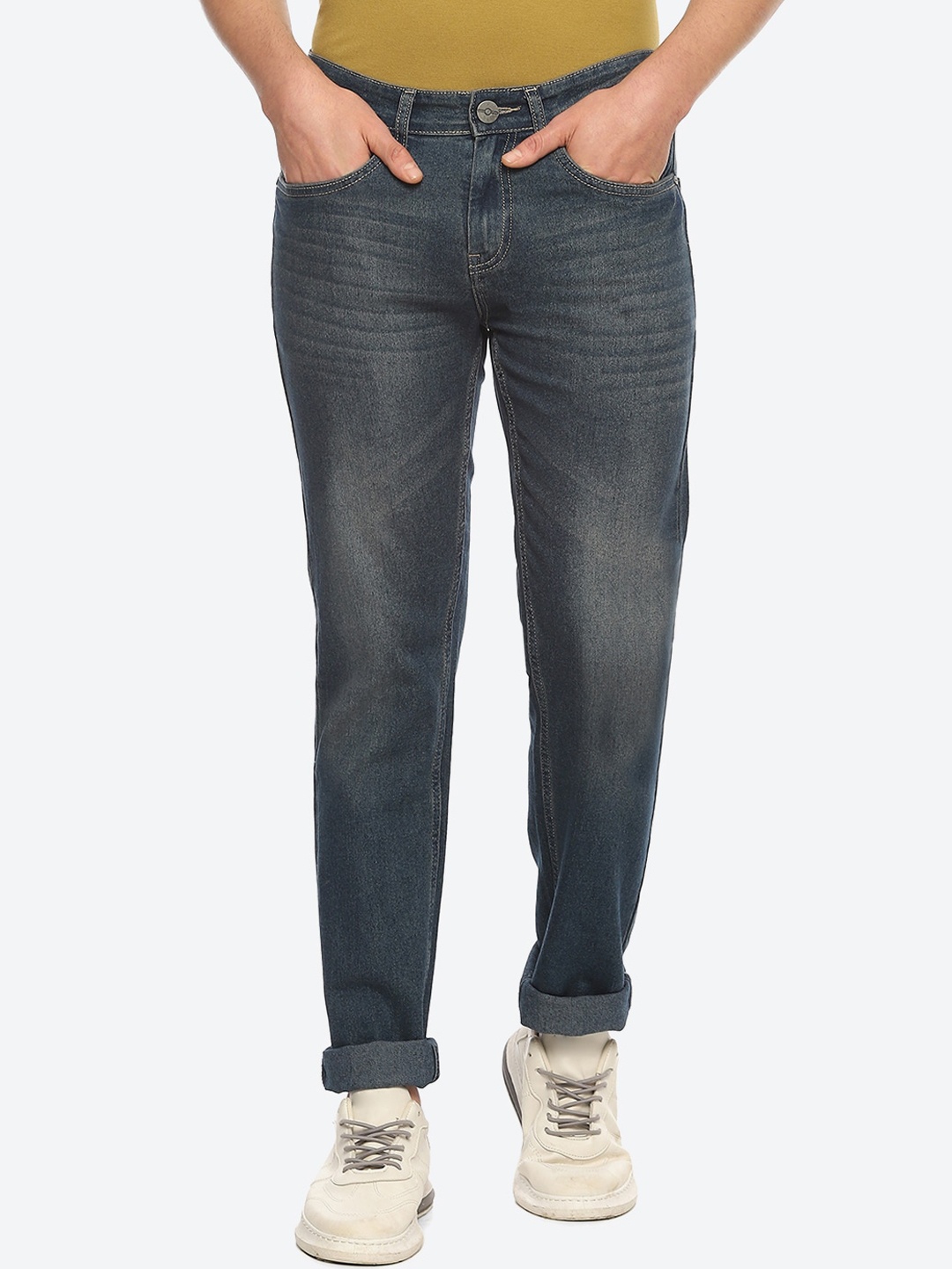 

2Bme Men Light Fade Clean Look Cotton Jeans, Grey