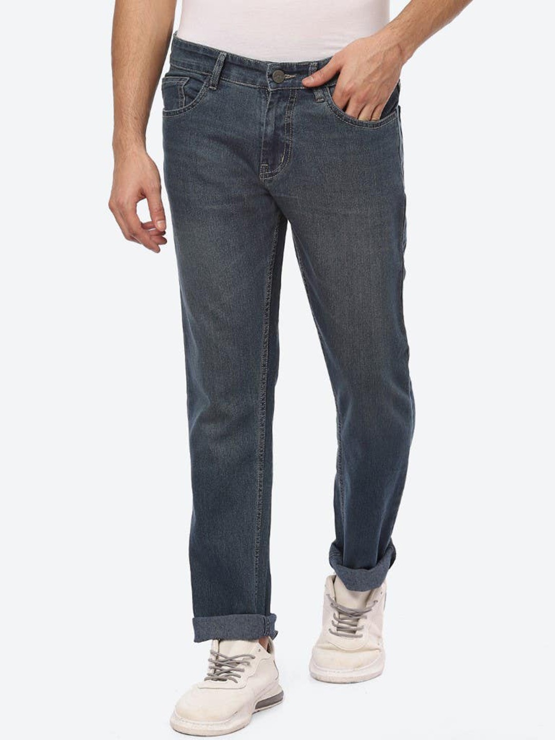 

2Bme Men Mid-Rise Clean Look Light Fade Cotton Jeans, Blue