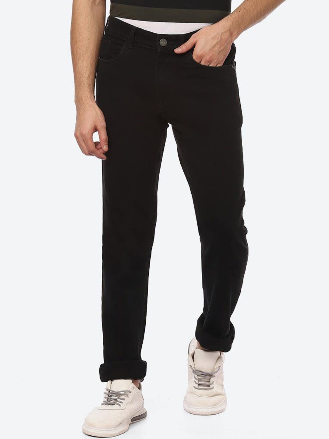 

2Bme Men Mid-Rise Clean Look Cotton Jeans, Black