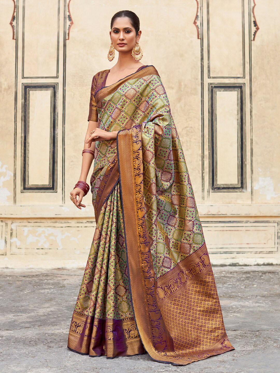 

Anouk Ethnic Motifs Woven Design Designer Banarasi Saree, Green