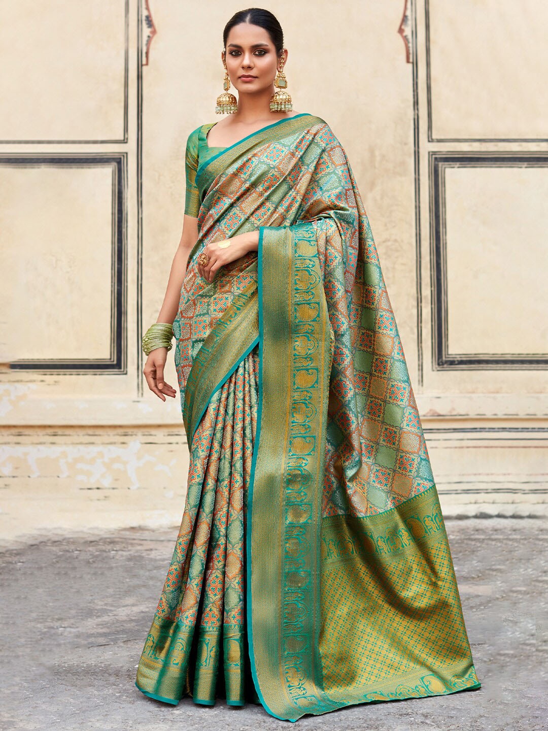 

Anouk Ethnic Motifs Woven Design Designer Banarasi Saree, Blue