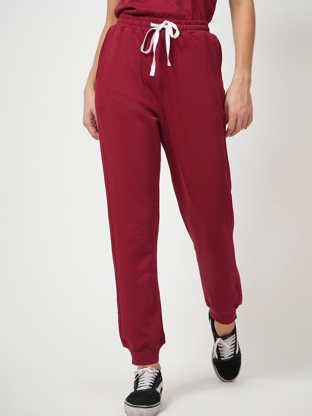 

Saltpetre Women Relaxed Organic Cotton Ribbed Joggers, Maroon