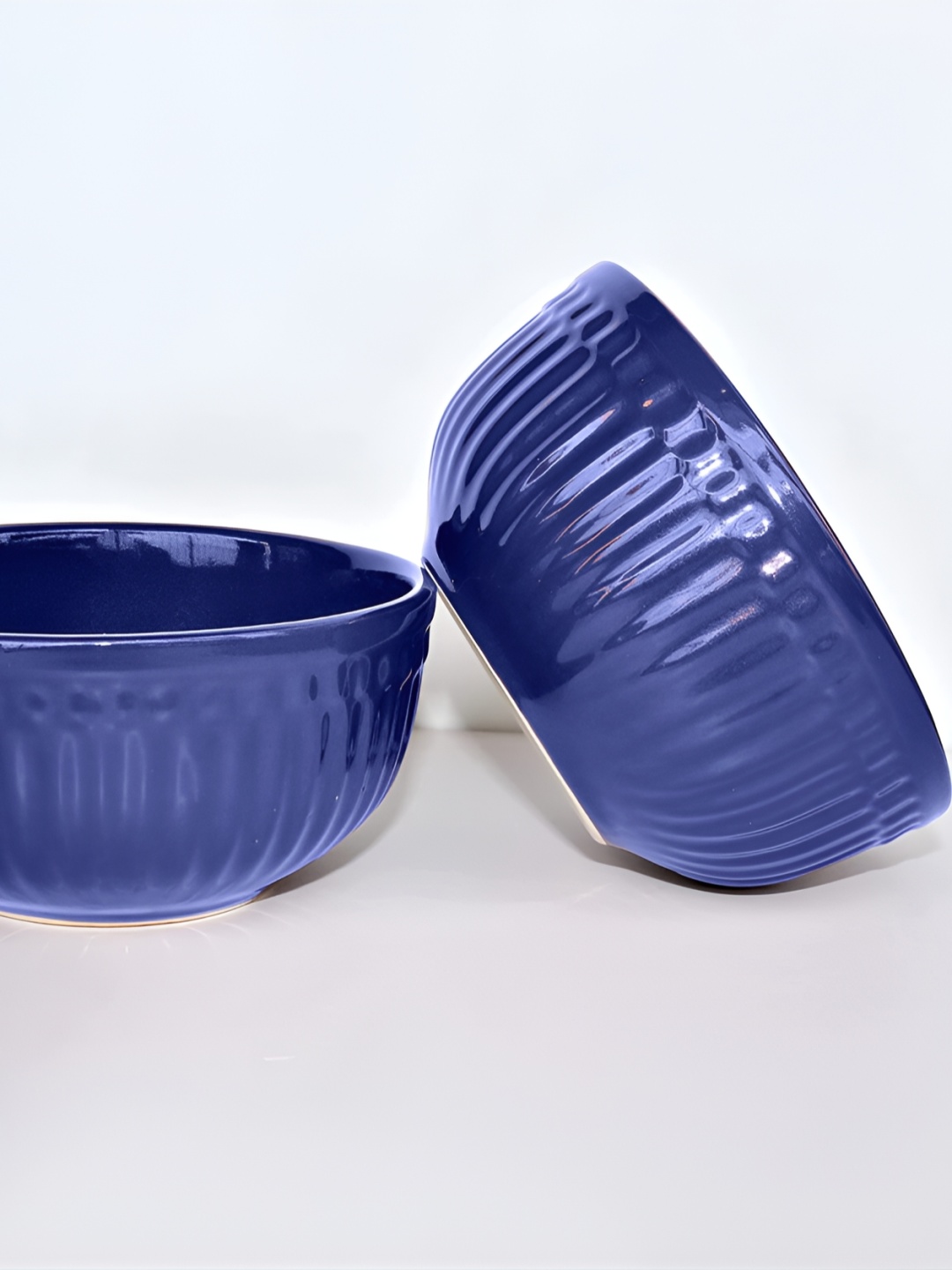 

BODHI HOUSE Blue 2 Pieces Textured Ceramic Glossy Bowls 450 ml