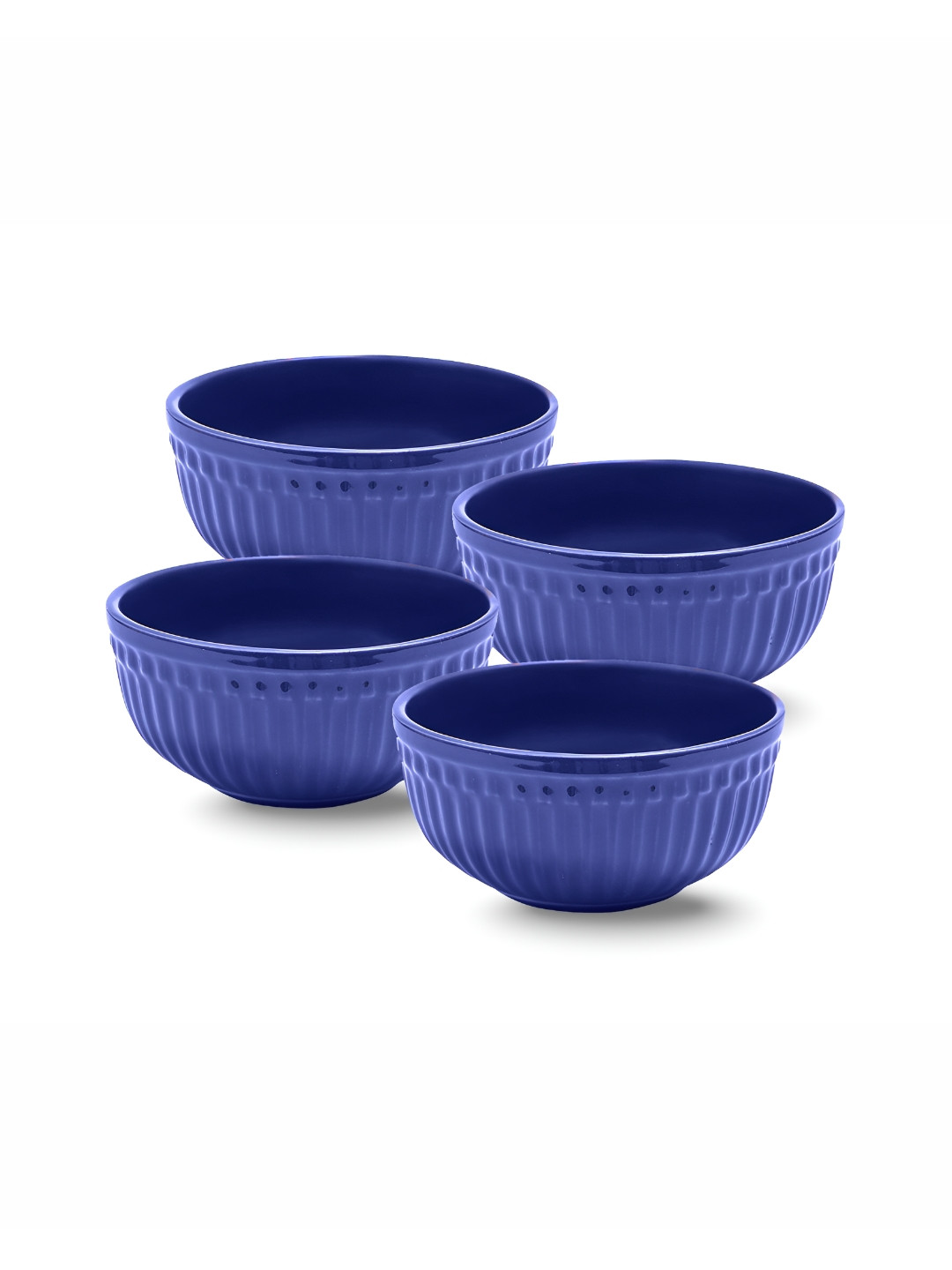 

BODHI HOUSE Blue 4 Pieces Textured Ceramic Glossy Bowls 450 ml