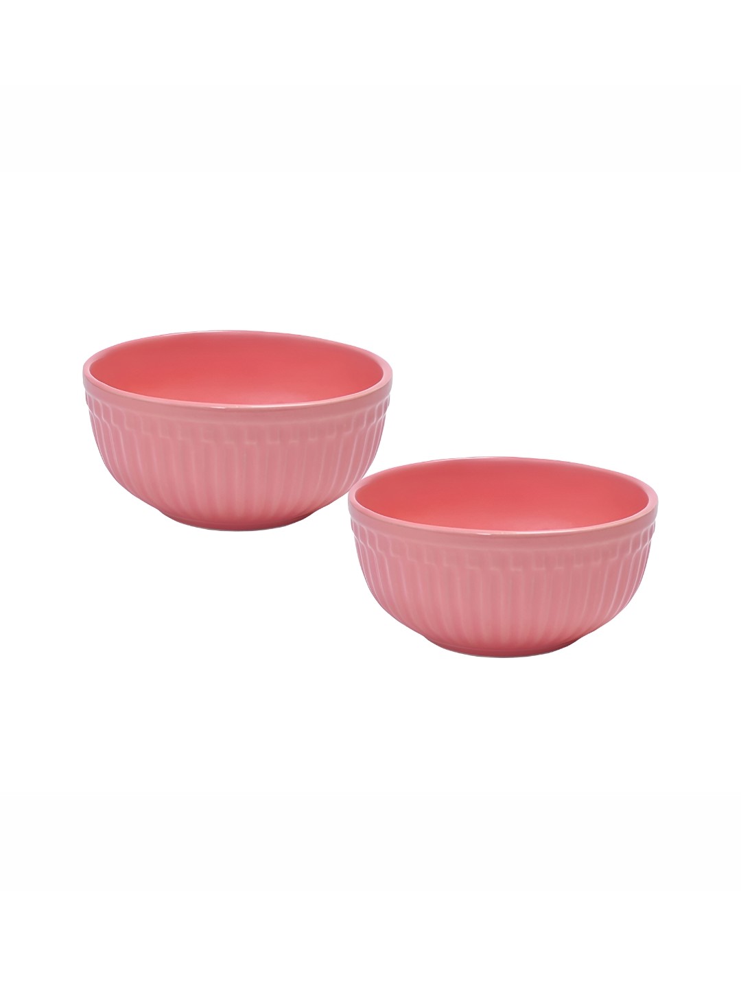 

BODHI HOUSE Pink 2 Pieces Textured Ceramic Glossy Bowls 450 ml