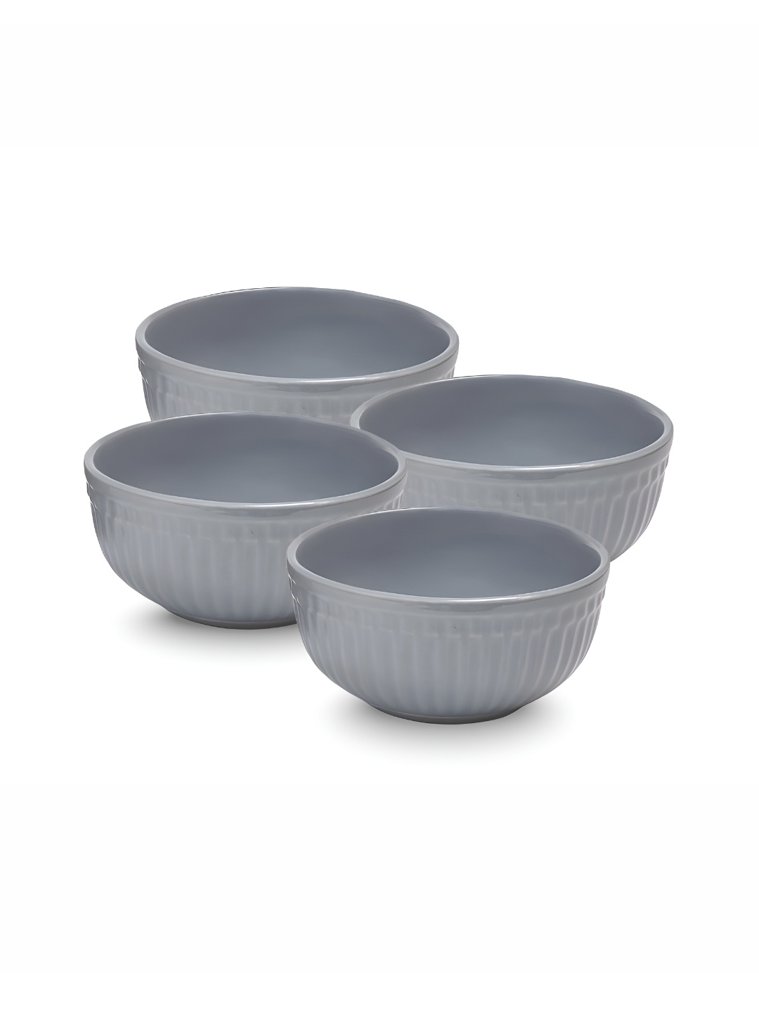 

BODHI HOUSE Grey 4 Pieces Textured Ceramic Glossy Bowls 450 ml