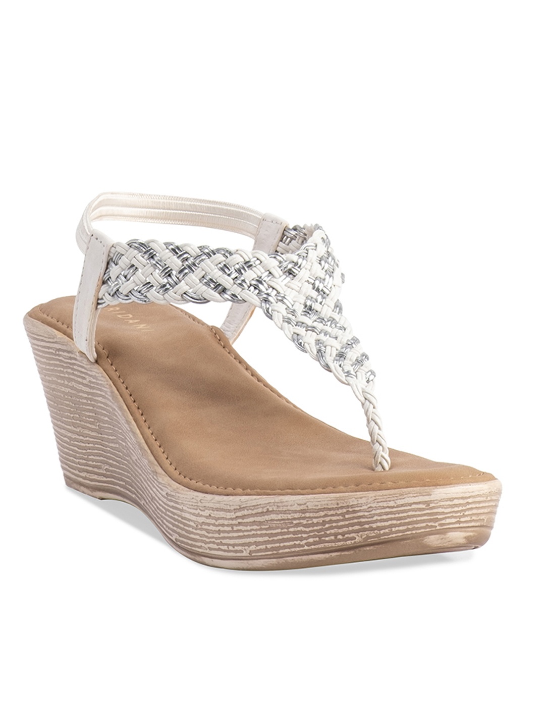 

ERIDANI Embellished Open Toe Wedge Heels, White