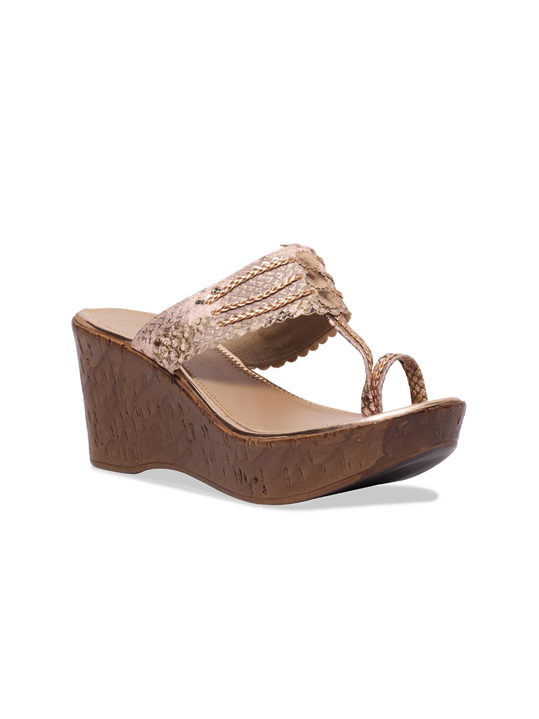 

ERIDANI Embellished Open Toe Wedge Heels, Rose gold