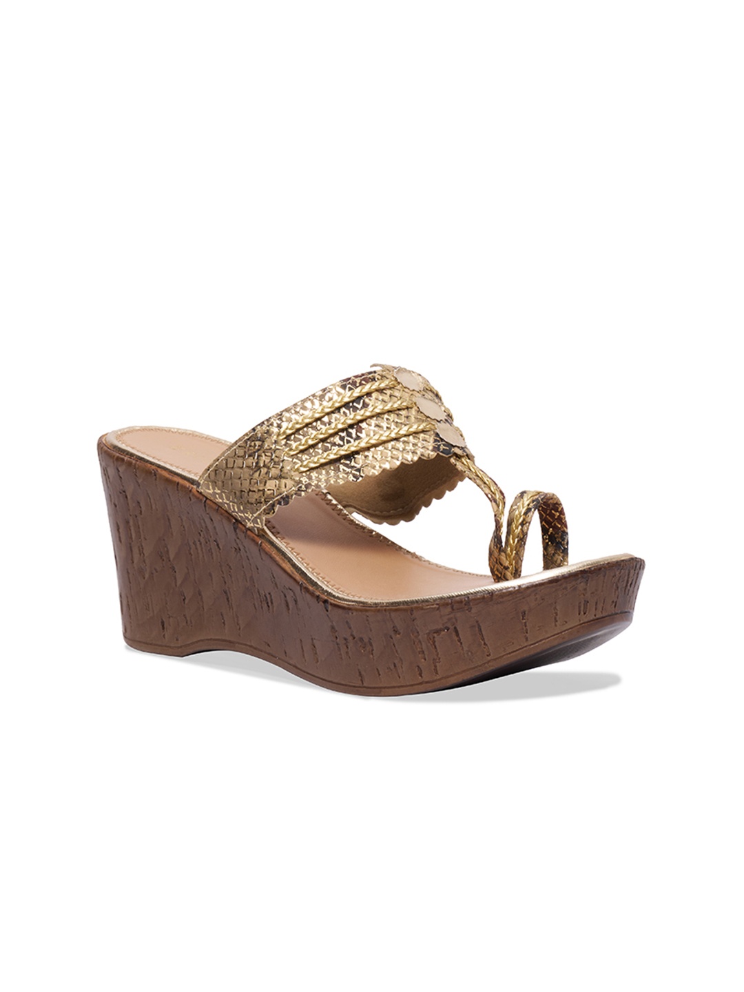 

ERIDANI Embellished Open Toe Wedge Heels, Gold