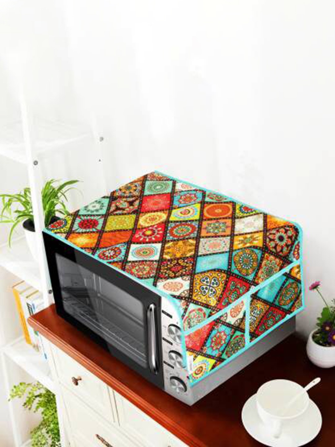 

Dakshya Industries Blue & Red Floral Printed Microwave Oven Cover