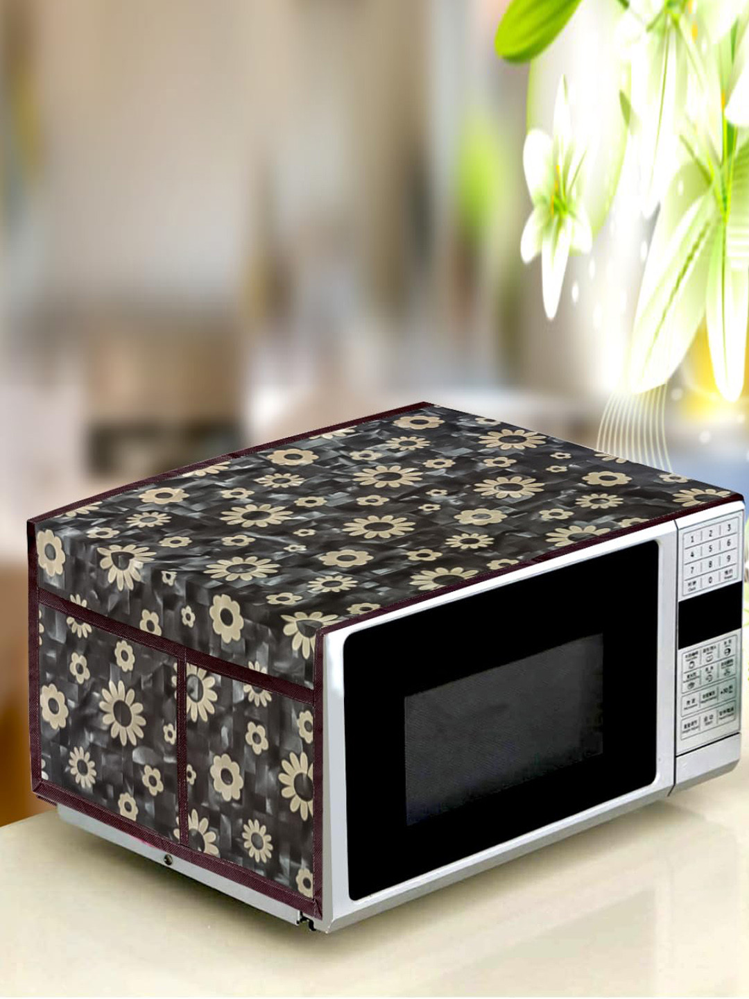 

Dakshya Industries Brown & Beige Floral Printed Microwave Oven Cover