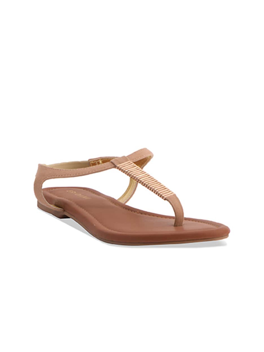 

ERIDANI Embellished T-Strap Flats, Rose gold
