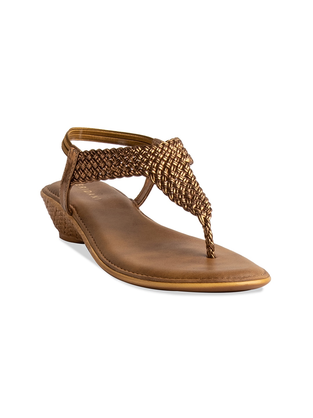 

ERIDANI Textured T-Strap Flats, Bronze