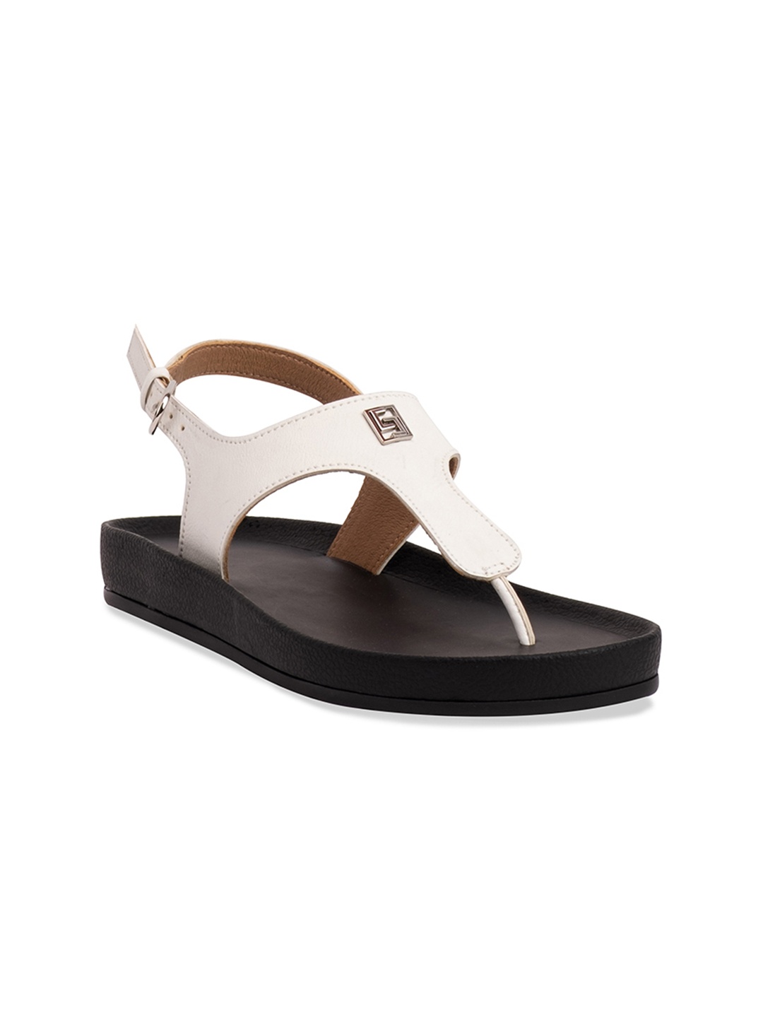 

ERIDANI Open Toe T-Strap Flats, White