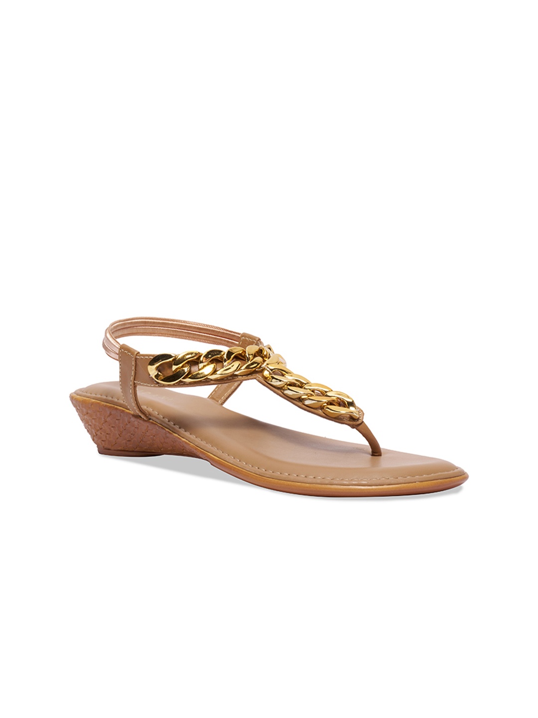 

ERIDANI Embellished T-Strap Flats, Beige