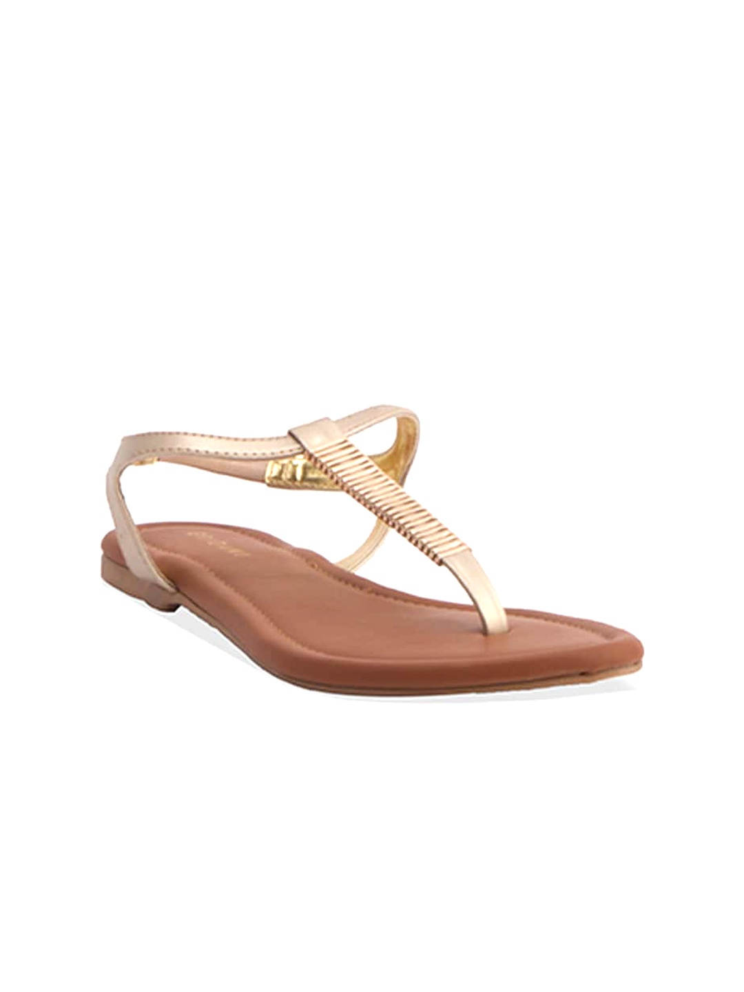 

ERIDANI Open Toe T-Strap Flats, Beige