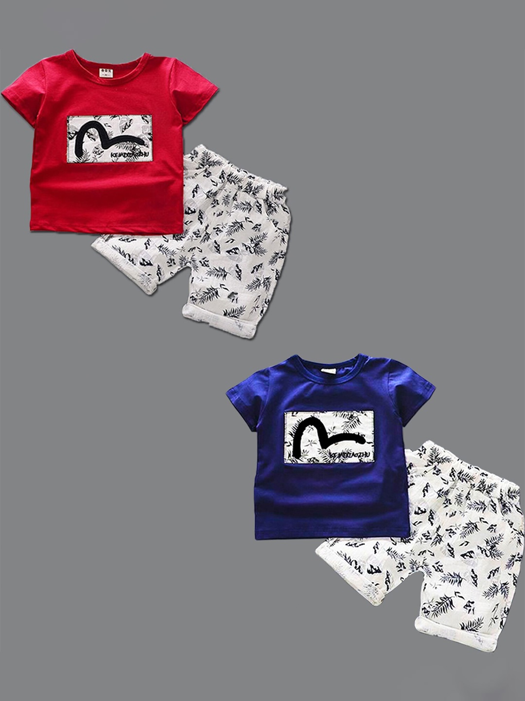 

BAESD Kids Pack Of 2 Printed T-Shirt With Shorts, Red