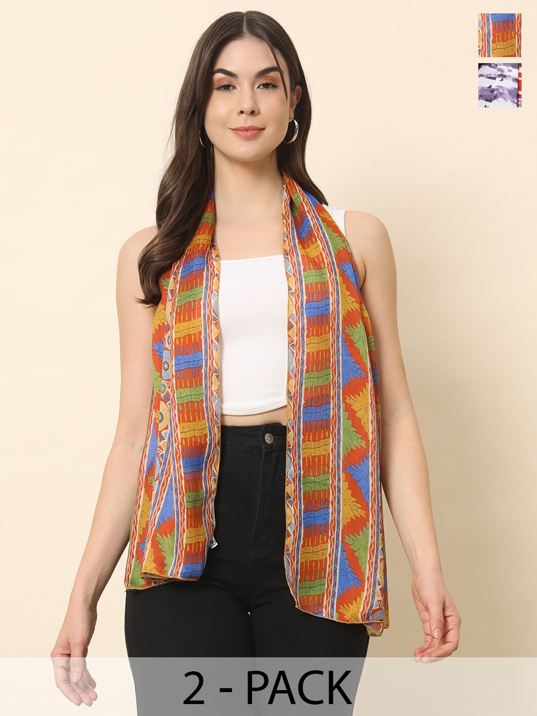 

Trend Arrest Women Multicoloured Scarf, Blue