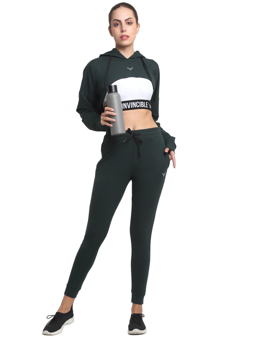 

Invincible Women Crop Hoody, Green